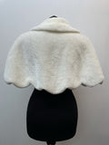 womens  white  vintage  Urban Village Vintage  urban village  stole  Small  silk lining  scalloped  scallop hem  s  retro  off white  lining  lined  hook and eye  fur  faux fur  evening  capelet  cape  60s  1960s