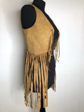 womens  waistcoat  vintage  Urban Village Vintage  urban village  Suede Jacket  suede fringing  Suede  sleevless  short  retro  Jacket  fringing  fringed  fringe  festival  cropped  brown  70s  1970s  10