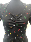 10  patterned  mini dress  black  sweetheart neck  70s  1970s  womens  vintage  dress urban village vintage