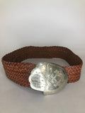 Woven Leather Belt with Hand of Hamsa Buckle - Small