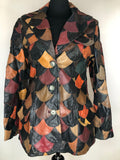 Rare 1970s Fish Scale Patchwork Leather Jacket - Size UK 10