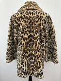 womens  vintage  retro  long sleeve  lepoard print  hook and eye  fur  faux fur  faux  collar  brown  big collar  animal print  60s  3/4 sleeves  3/4  1960s  14