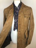 vintage  suede  safari style  Safari jacket  safari  mens  M  Jacket  Fitted  camel  brown  Belted waist  belted jacket  belted  70s  1970s