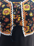 womens  vintage  Urban Village Vintage  red  purple  orange  multi  long sleeves  lace up  floral print  floral fabric  floral dress  dresses  dress  brown  balloon sleeves  balloon sleeve  balloon  autumnal  autumn  8  60s  60  1960s