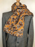 1960s Paisley Scarf in Gold and Brown - One Size