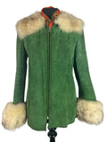 zip front  woodstock  womens  Winter Jacket  Winter Coat  winter  vintage  Urban Village Vintage  urban village  Suede Jacket  Suede  sheepskin cuffs  sheepskin collar  Sheepskin  shearling  long sleeve  Jacket  hippy  hippie  Green  coat  boho  autumnal  autumn  12