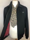 zip front  zip  XL  vintage  Urban Village Vintage  urban village  Tartan lining  summer  Small  retro  MOD  mens  long sleeve  logo  lining  Jacket  Harrington Jacket  harrington  Fred Perry  embroidered logo