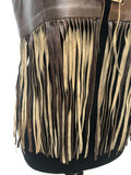 womens  vintage  Urban Village Vintage  urban village  Suede Jacket  suede fringing  Suede  stitch detailing  stitch detail  sleevless  retro  Jacket  fringing  fringed  fringe  festival  dark brown  coat  brown stitch  brown  boho  bohemian  8  70s  1970s