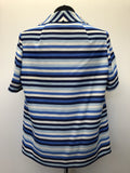Womens 1960s / 1970s Eastex Short Sleeve Striped Collar Blouse / Top - Blue - Size 12 / 14 - Urban Village Vintage - Urban Vintage Village