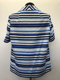 Womens 1960s / 1970s Eastex Short Sleeve Striped Collar Blouse / Top - Blue - Size 12 / 14 - Urban Village Vintage - Urban Vintage Village