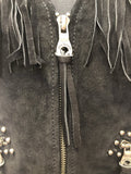 YKK Zip  waistcoat  top  tee  t-shirt  suede fringing  suede  stud detail  womens  Logo design  logo  leather  Jack Daniels  Black