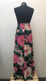 zip back  womens  vintage  Urban Village Vintage  short sleeved  Ronald Joyce  pink  maxi dress  maxi  keyhole neck  halter neck  floral  dress  dagger  black  After Six  70s  6  1970s