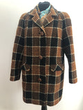 1960s Dartington Hall Tweed Check Coat by Shannon Tailoring - Size UK 14