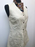 white waistcoat vintage vest tunic sleeveless leather Lakelands Sheepskin Centre cream 8 60s 1960s urban village vintage