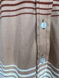 Vintage 1970s Dagger Collar Striped Blouse in Brown - Size UK 16