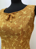 zip back  zip  Yellow  womens  vintage  Urban Village Vintage  sleeveless  retro  patterened  mustard  MOD  kneelength  floral dress  floral  Cotton  brown  bow  back zip  60s  1960s  12  10