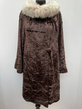 50s 60s Faux Fur Coat with Sheepskin Collar - Size 14