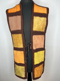 Vintage 1960s Reversible Suede and Leather Patchwork Crochet Knit Waistcoat - Size L-XL