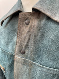 vintage  Urban Village Vintage  urban village  Suede Jacket  Suede  stitch detailing  stitch detail  S  reversible  mens  long sleeve  Leather Jacket  Leather Coat  Leather  collar  blue  big collar  70s