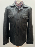 vintage  Urban Village Vintage  urban village  retro  ren  pockets  Navy  MOD  Mens jacket  mens  M  long sleeves  long sleeve  Leather  Jacket  collar  chest pockets  button down  button  big collar  70s  1970s