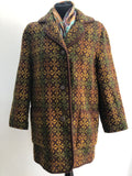 Vintage 1960s Welsh Woollens Tapestry Coat  - Size UK 12