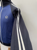 white stripes  white  vintage  Urban Village Vintage  urban village  tracktop  Tracksuit Top  track top  track  sportswear  sports jacket  Small  retro  Navy Jacket  Navy  MOD  mens  Logo design  logo  Light Blue  Jacket  Fred Perry  fred  elasticated  blue