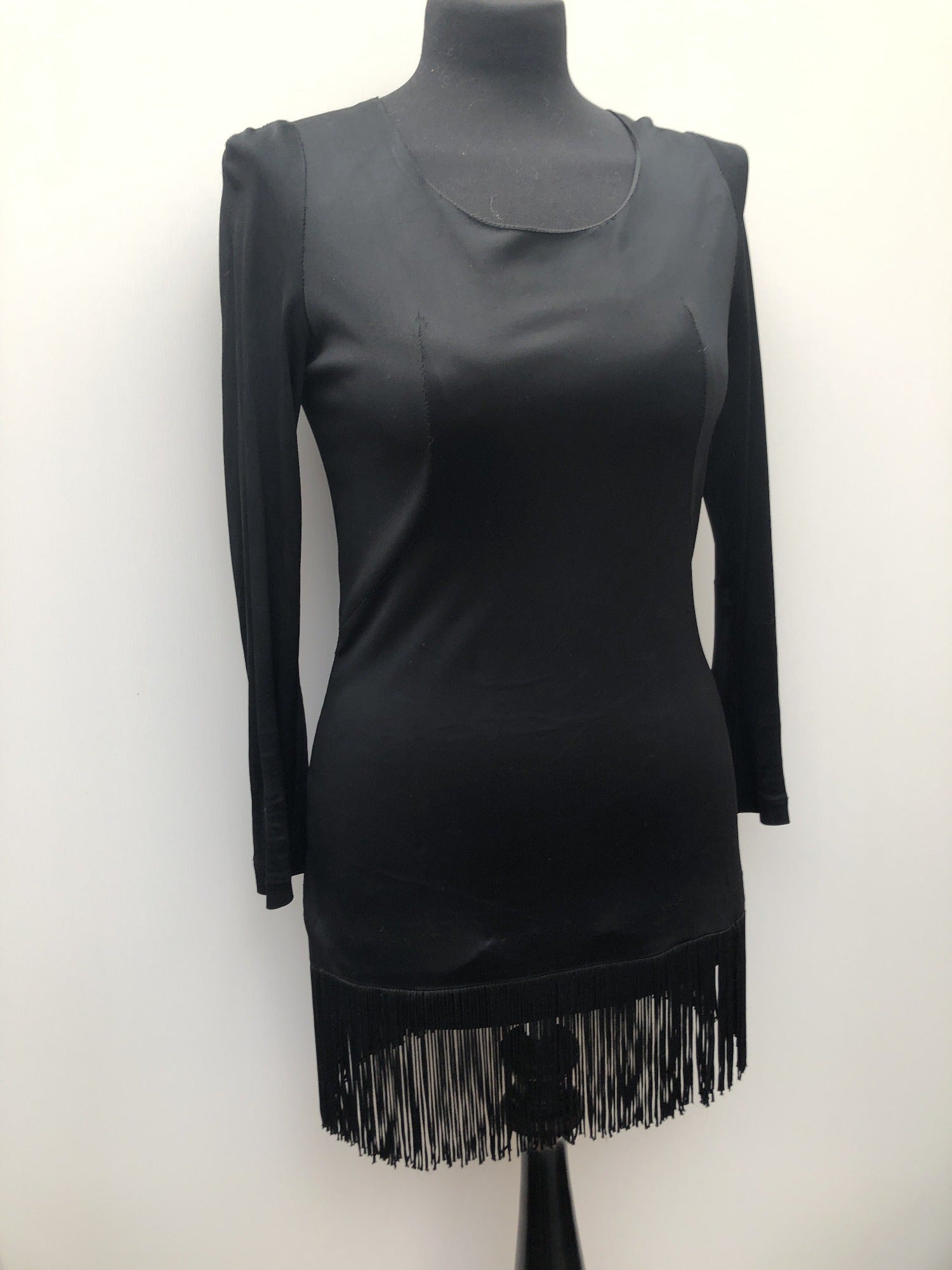 Dolly Longlegs Designed by Sambo Dolly Rockers Fringing Mini Dress in Black - Size 6-8 - Urban Village Vintage UrbanVillageVintage Dolly Longlegs Designed by Sambo Dolly Rockers Fringing Mini Dress in Black - Size 6-8 - Urban Village Vintage UrbanVillageVintage
