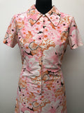zip front  womens  vintage  Urban Village Vintage  urban village  St Michael  sleeveless  pink  orange  multi  dress  collar  belt  60s  1960s  10