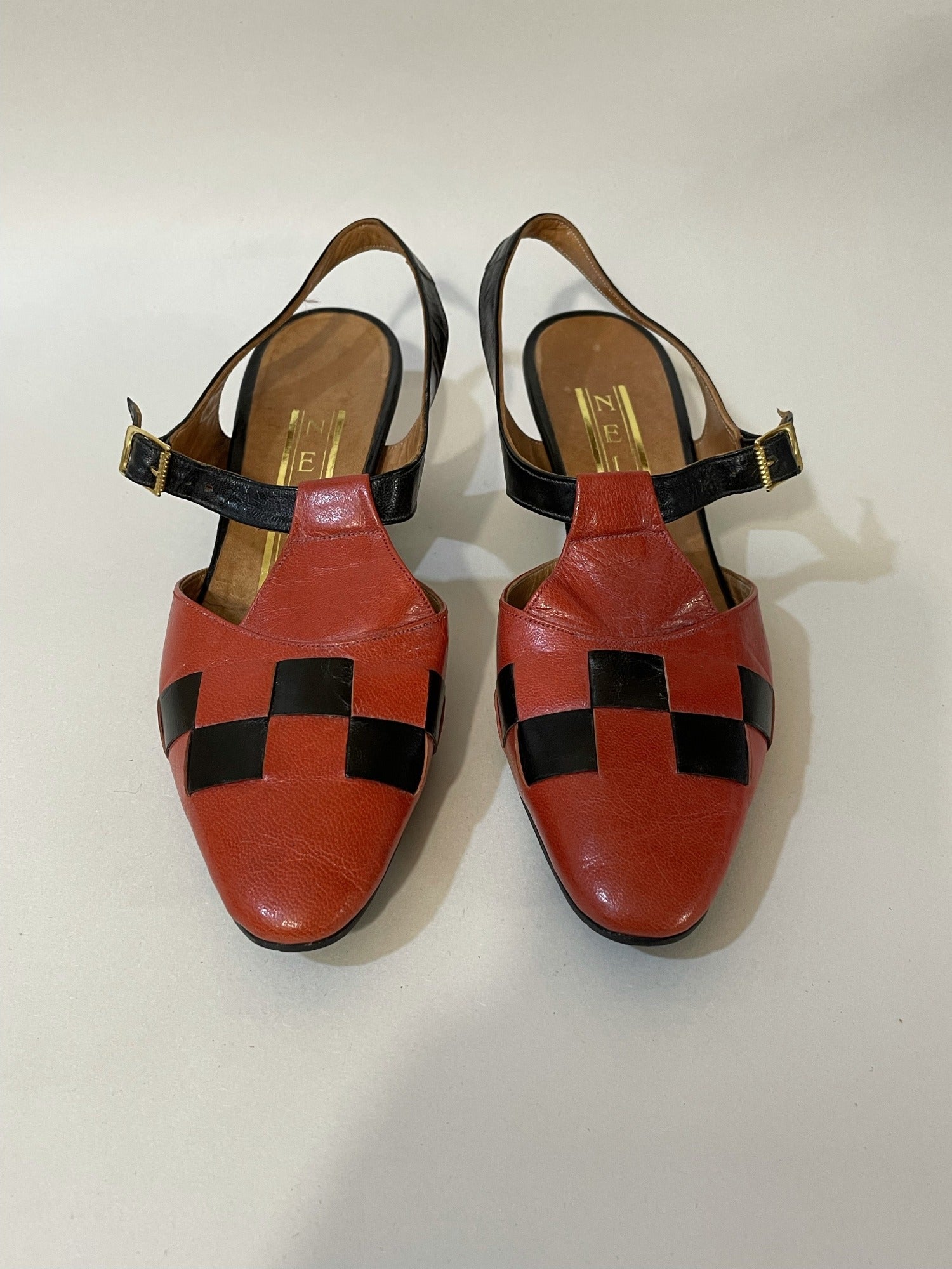 mod shoes  womens  vintage  Urban Village Vintage  urban village  slingback  shoes  retro  red black  Red  pointed toe  modette  MOD  Leather  kitten heel  dolly  chequerboard  60s  1960s