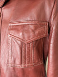 vintage  Urban Village Vintage  urban village  safari style  Safari jacket  safari  pockets  mens  M  long sleeve  Leather Jacket  Leather  jacket  Diana Warren  coat  brown  70s  1970s