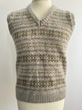sweater vest  vintage  vest  Urban Village Vintage  urban village  sleeveless  retro  pure new wool  pullover  pattern  patterened  mens  M  knitted  jumper vest  grandad knit  fair isle  brown  70s  40s  1970s  1940s