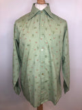 vintage  Urban Village Vintage  urban village  square print  Shirt  retro  printed shirt  printed  print  Mens Shirts  mens  long sleeves  Long sleeved top  long sleeve  L  green  dagger collar  dagger  button down  button