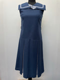 zip back  zip  womens  vintage  Urban Village Vintage  urban village  summer dress  summer  sleevless  sailor  retro  polyester  MOD  long length  long dress  long  indigo  denim  blue  back zip  8/10  8  70s  70  60s  1970s  1960s