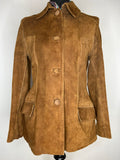 Vintage 1960s Suede Mod Jacket in Tan - Size UK 10