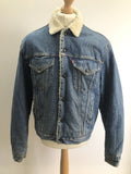 Urban Village Vintage  trucker  Sherpa  red tab  Outerwear  mens  logo  levis  levi strauss  L  jean  Jacket  Denim  blue  badge