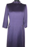 womens  vintage  Urban Village Vintage  urban village  suede trim  split front dress  short sleeved  retro  purple  MOD  high neck  dress  belt  60s  1960s  12