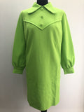 womens  vintage  Urban Village Vintage  MOD  mini dress  Green  dress  back zip  60s  1970s  1960s  14