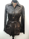 1970s Rare Reversible Leather and Suede Jacket - Brown - Size 8