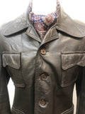 vintage  mens  Leather Jacket  Leather  L  Jacket  Fitted  brown leather  brown  70s  1970s Urban Village Vintage