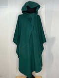 Vintage 1960s Long Hooded Cape with Scarf in Green - S-M