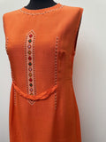 womens  waist belt  vintage  Urban Village Vintage  urban village  summer dress  summer  stitch detailing  stitch detail  sleevless  retro  orange  MOD  midi dress  midi  embroidered pattern  Embroidered  dress  60s  1960s  12