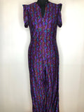 Rare 1970s Flared Jumpsuit in Purple - Size UK 8