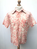 1970s Floral Print Short Sleeved Shirt - Size L