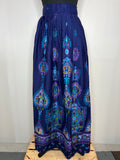 Vintage 1970s Boho Ethnic Print Maxi Skirt in Purple - Size UK 10