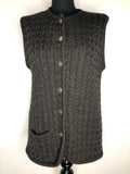1970s Knitted Button Sleeveless Tunic Cardigan - Size UK 14