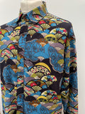xl  vintage  Urban Village Vintage  urban village  Shirt  retro  psychedelic  psych  printed shirt  patterned  pattern  mens  long sleeves  long sleeve  collar  button down  button  blue
