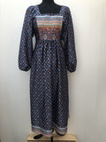 womens  vintage  velvet ribbon  Urban Village Vintage  urban village  summer dress  patterned dress  patterned  maxi dress  hippy  hippie  folk  floral dress  floral  English Lady  dress  boho  bohemian  blue  balloon sleeves  balloon sleeve  70s  70  1970s  10