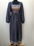 1970s Boho Long Sleeved Dress by English Lady - Size 10