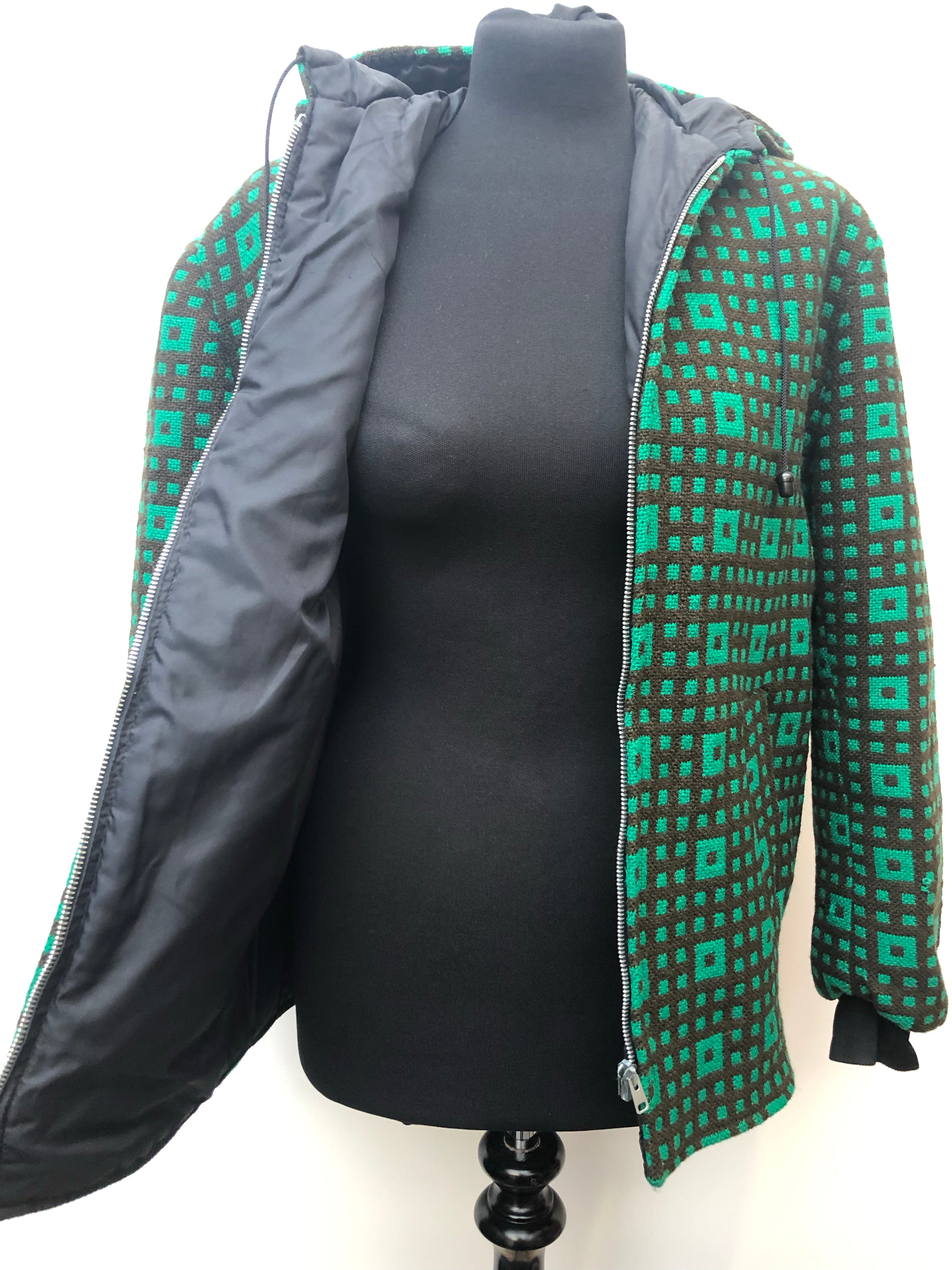 zip  womens  vintage  Urban Village Vintage  urban village  pockets  long sleeve  Jacket  hooded jacket  Green  brown  60s  1960s  14