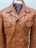 Windsor Original  Windsor Leatherwear  vintage  Urban Village Vintage  urban village  tan  soft leather  safari style  Safari jacket  safari  pockets  pocket detail  mens  M  long sleeves  long sleeved  long sleeve  Leather Jacket  Leather Coat  Leather  collared  collar  button up  button front  button  70s  1970s